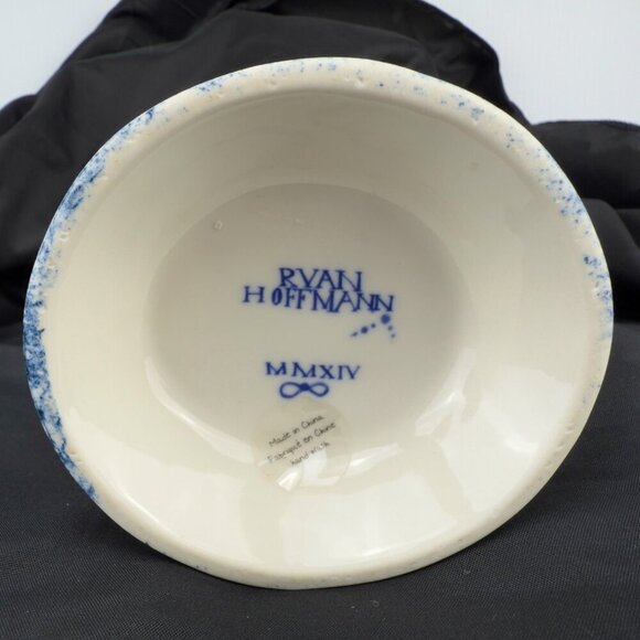 ANTHROPOLOGIE Ruan Hoffmann‎ Jardin des Plantes Ceramic Blue & Gold White Vase - Picture 8 of 12